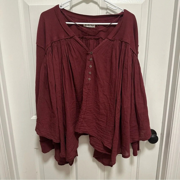 Free People Lyrical Tunic Mulberry Slouchy Boho Ribbed Long Sleeves Flowy Small - Picture 3 of 7